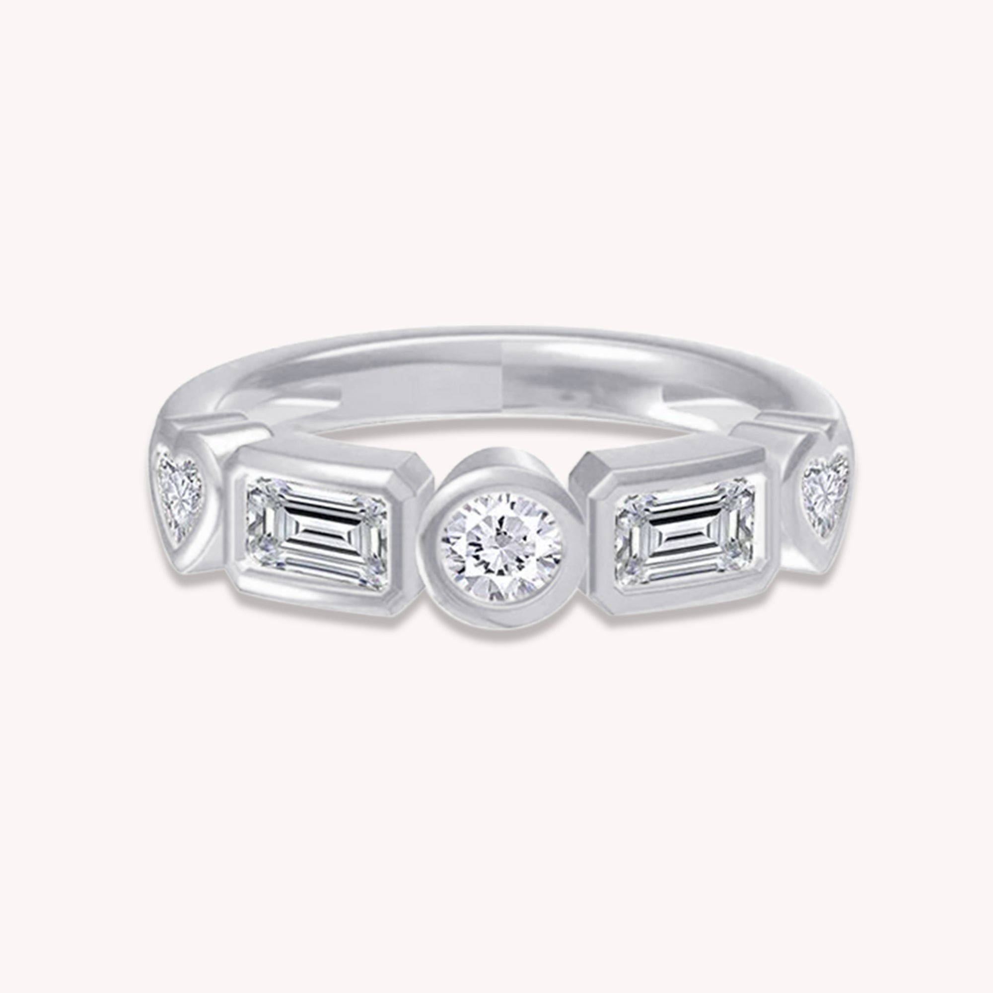 Multi Shape Lab Created Moissanite 2MM Width Half Eternity Ring