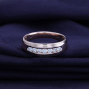 Round Lab Grown Diamond Channel Set 7-Stone Wedding Anniversary Band Ring