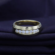 Round Lab Grown Diamond Channel Set 7-Stone Wedding Anniversary Band Ring