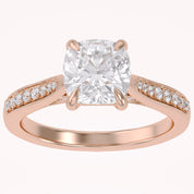 Luxury Cushion Cut Lab Grown Diamond Ring with Sparkling Side Stones