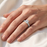 Luxury Cushion Cut Lab Grown Diamond Ring with Sparkling Side Stones