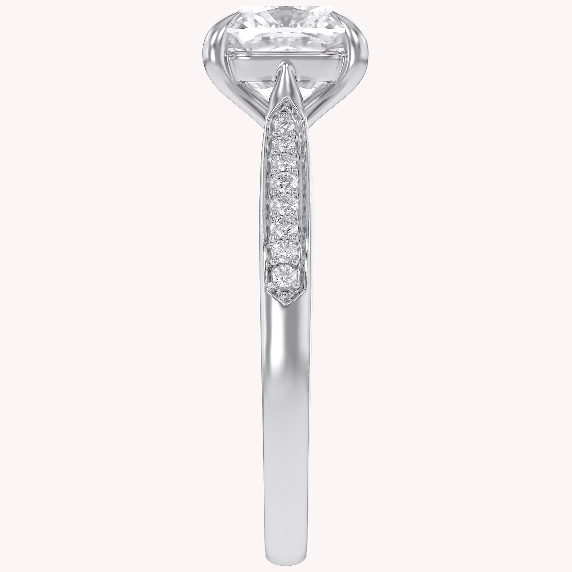 Luxury Cushion Cut Lab Grown Diamond Ring with Sparkling Side Stones