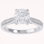 Luxury Cushion Cut Lab Grown Diamond Ring with Sparkling Side Stones