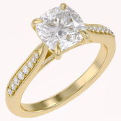 Luxury Cushion Cut Lab Grown Diamond Ring with Sparkling Side Stones