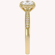 Luxury Cushion Cut Lab Grown Diamond Ring with Sparkling Side Stones
