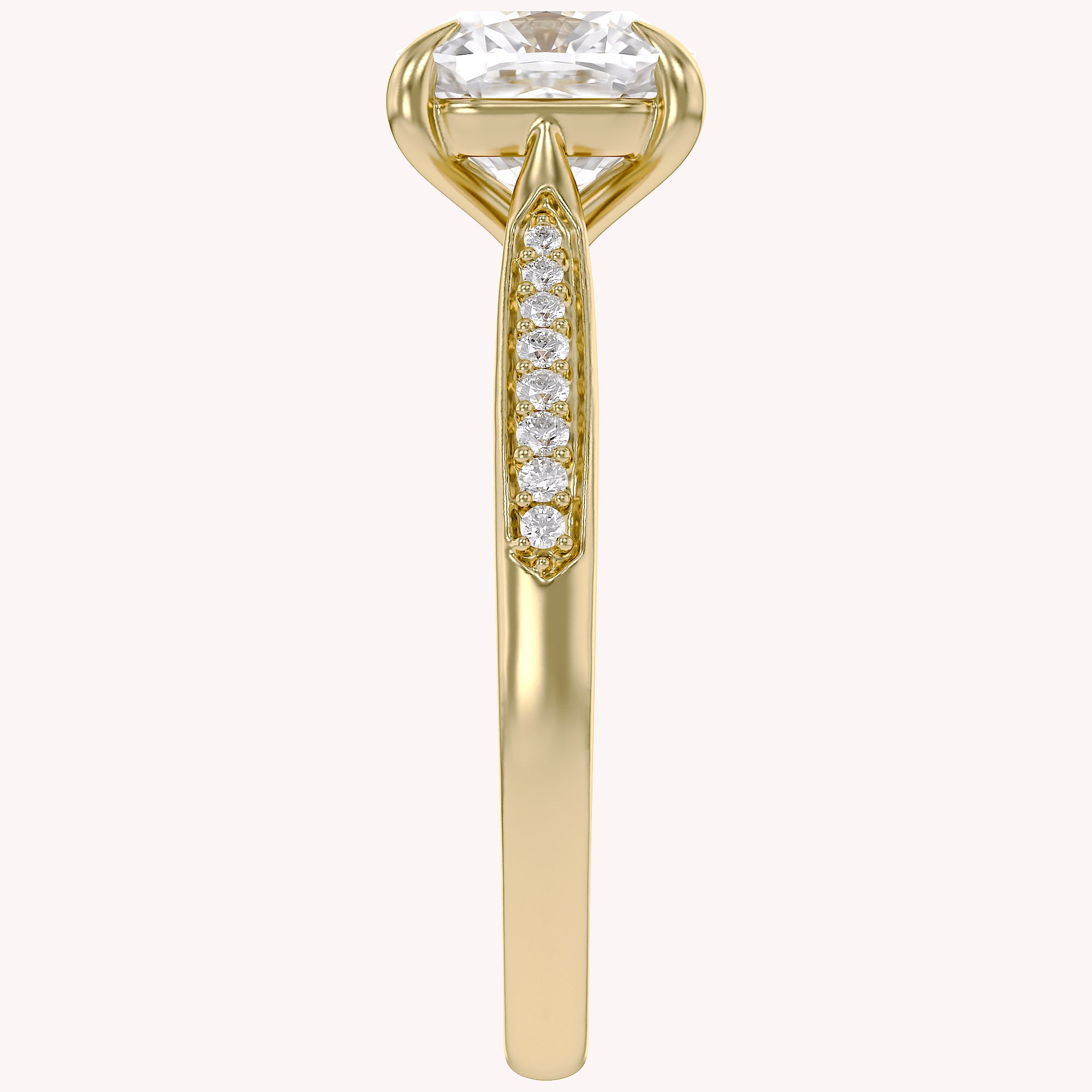Luxury Cushion Cut Lab Grown Diamond Ring with Sparkling Side Stones