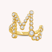 Bubble Round shape Lab Created Moissanite Initial Letter Ring