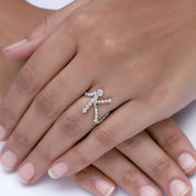 Bubble Round shape Lab Created Moissanite Initial Letter Ring