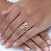 Bubble Round shape Lab Created Moissanite Initial Letter Ring