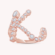 Bubble Round shape Lab Created Moissanite Initial Letter Ring