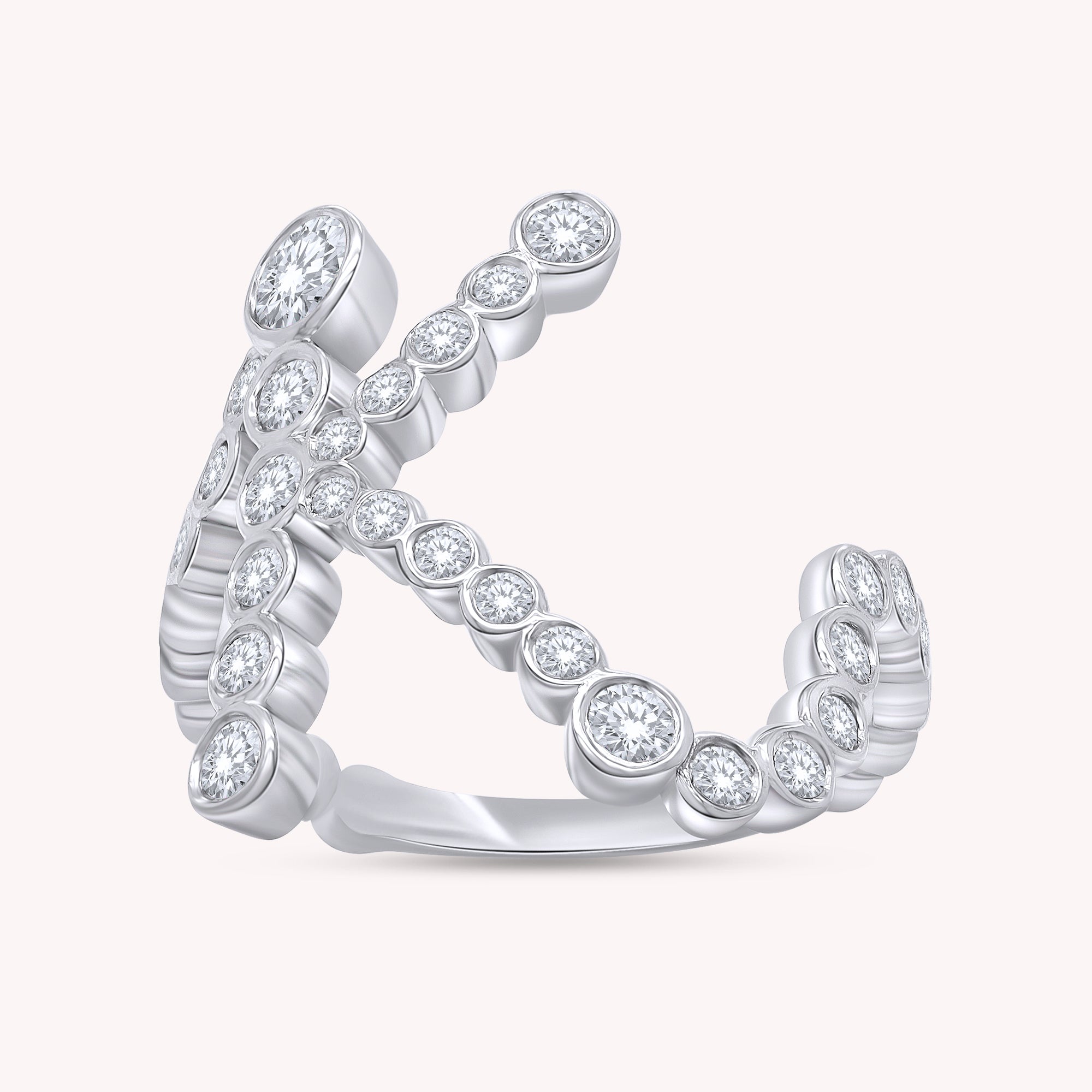 Bubble Round shape Lab Created Moissanite Initial Letter Ring