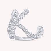 Bubble Round shape White Cubic Zirconia Initial Letter Ring