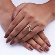 Bubble Round Lab Grown Diamond Initial Letter Ring