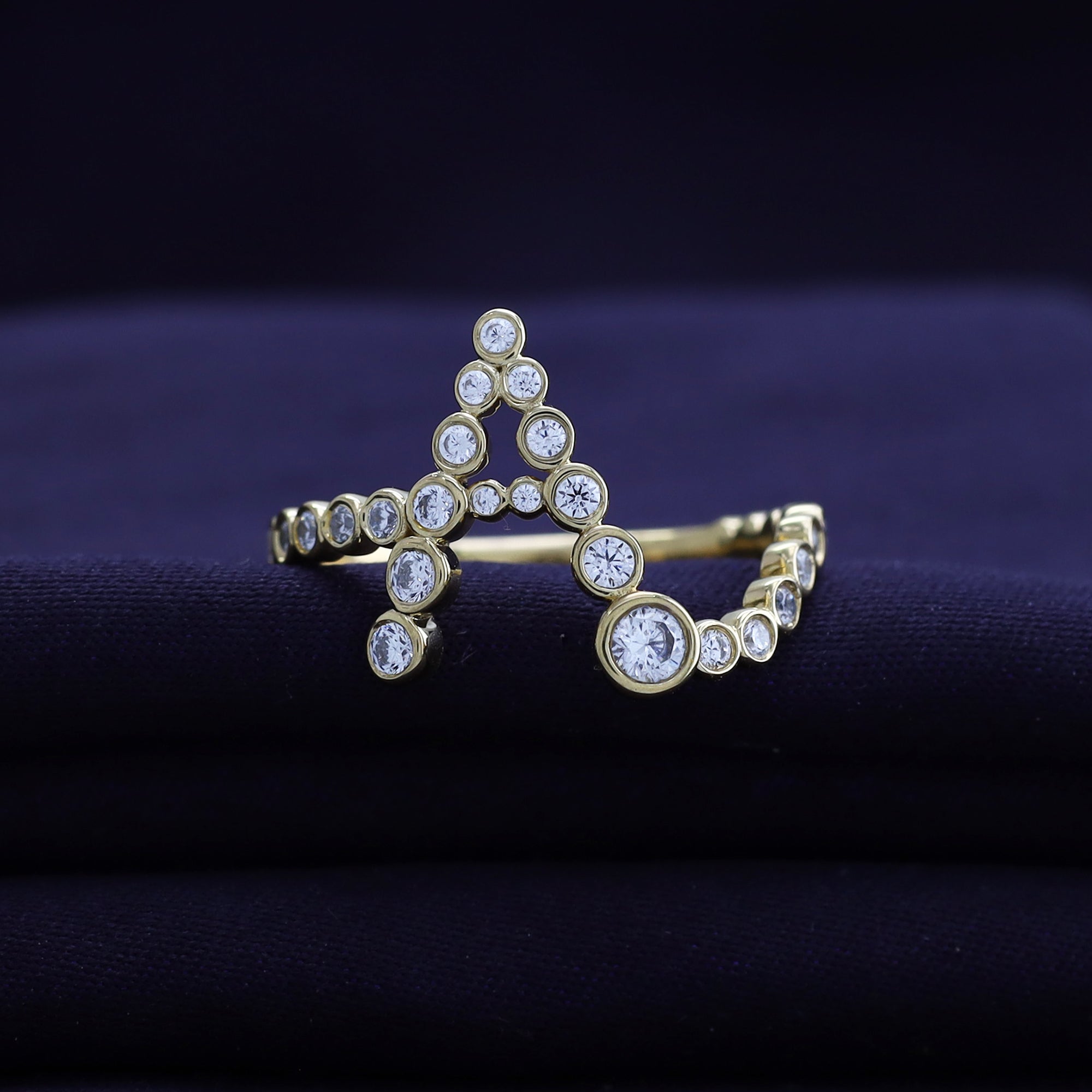 Bubble Round shape Lab Created Moissanite Initial Letter Ring