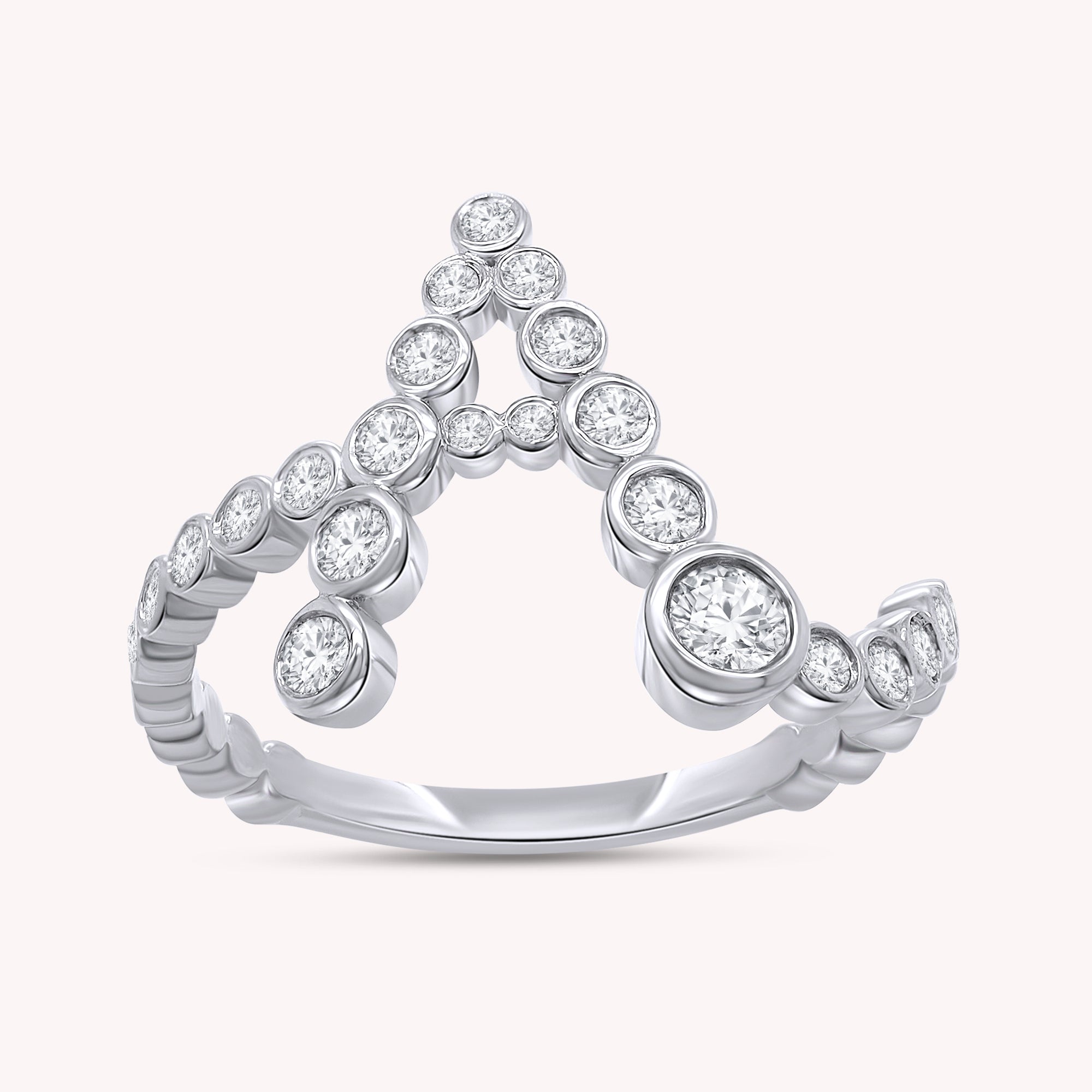 Bubble Round shape Lab Created Moissanite Initial Letter Ring