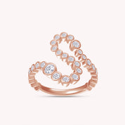Bubble Round shape Lab Created Moissanite Initial Letter Ring