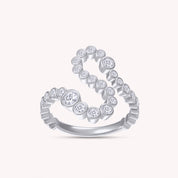 Bubble Round shape Lab Created Moissanite Initial Letter Ring