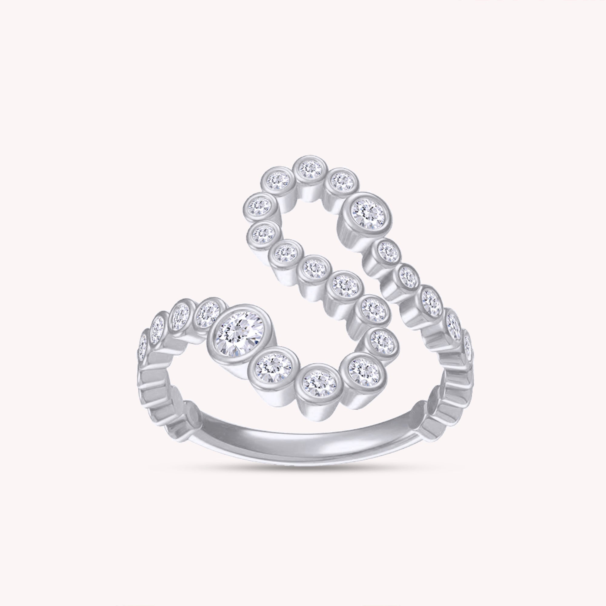 Bubble Round shape Lab Created Moissanite Initial Letter Ring