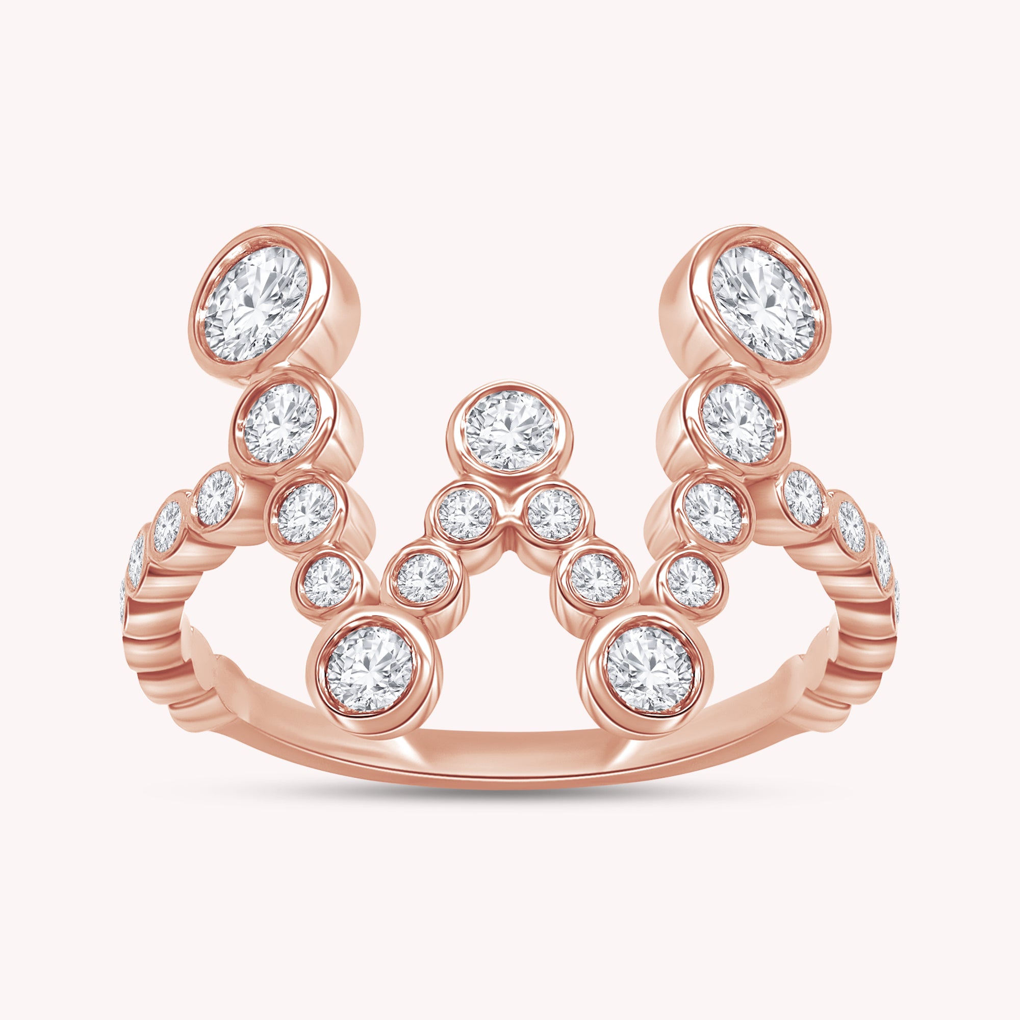 Bubble Round shape White Cubic Zirconia Initial Letter Ring