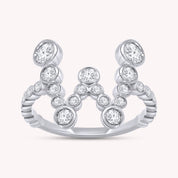 Bubble Round shape Lab Created Moissanite Initial Letter Ring