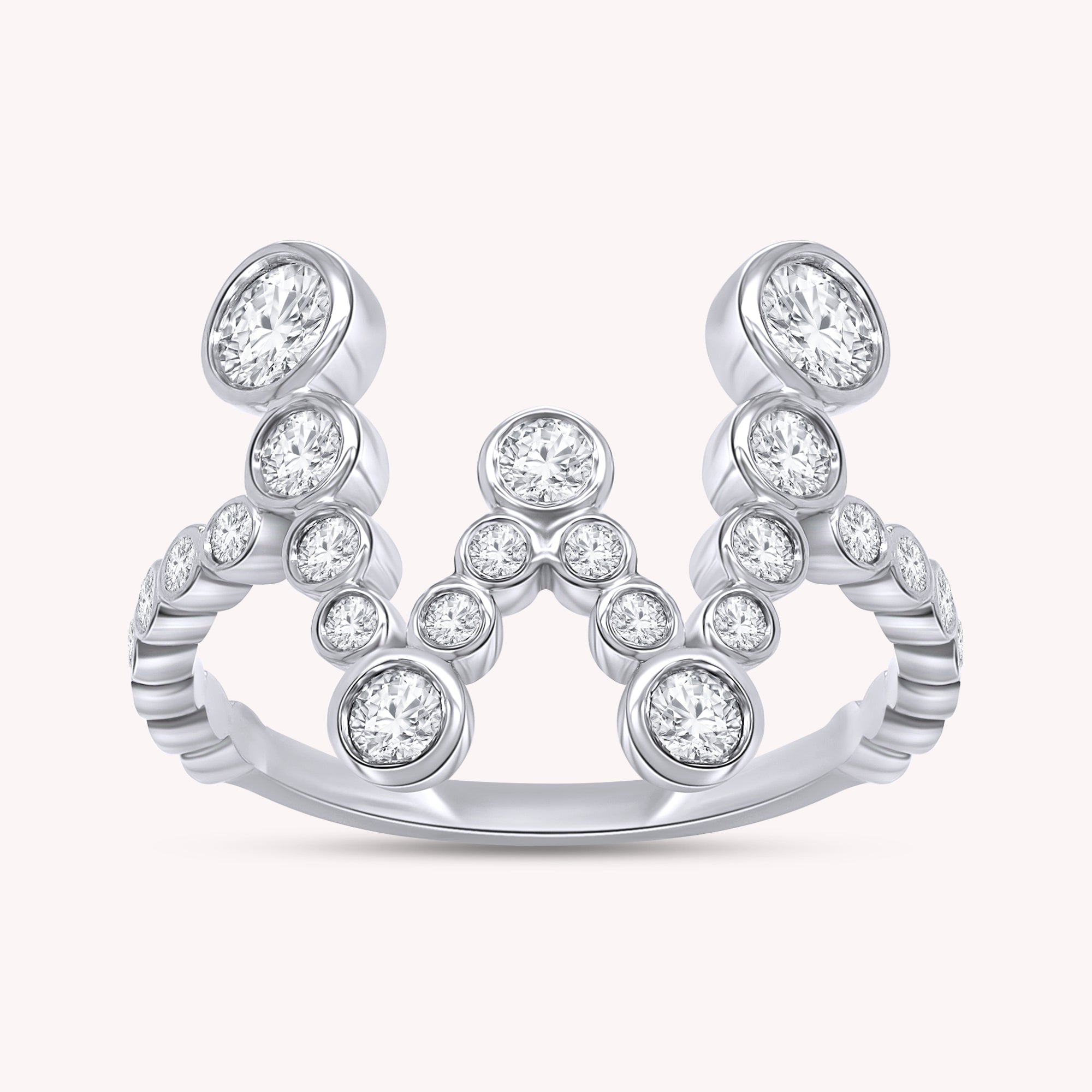 Bubble Round shape White Cubic Zirconia Initial Letter Ring