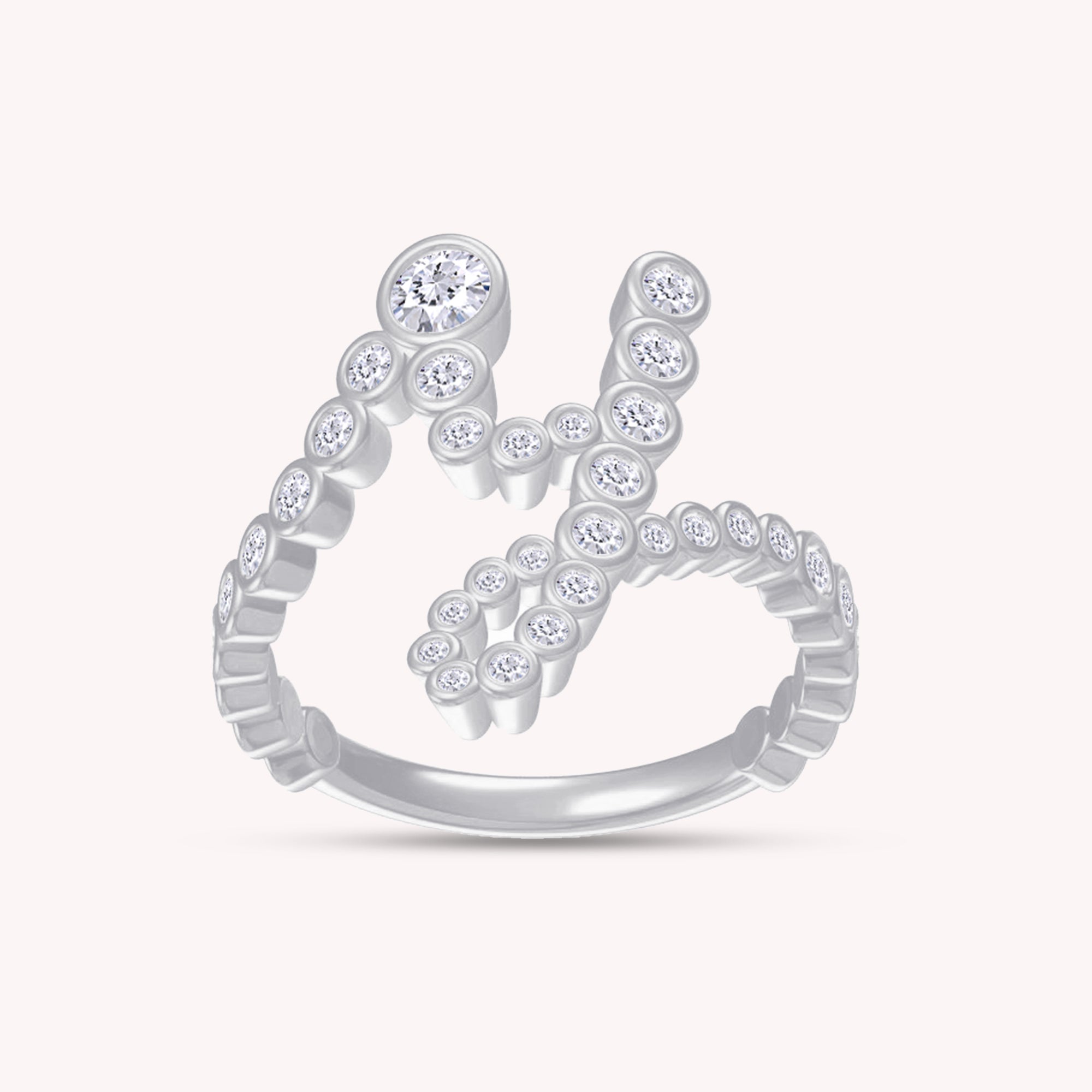 Bubble Round Lab Grown Diamond Initial Letter Ring