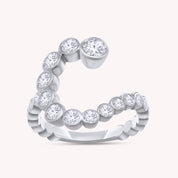 Bubble Round shape White Cubic Zirconia Initial Letter Ring