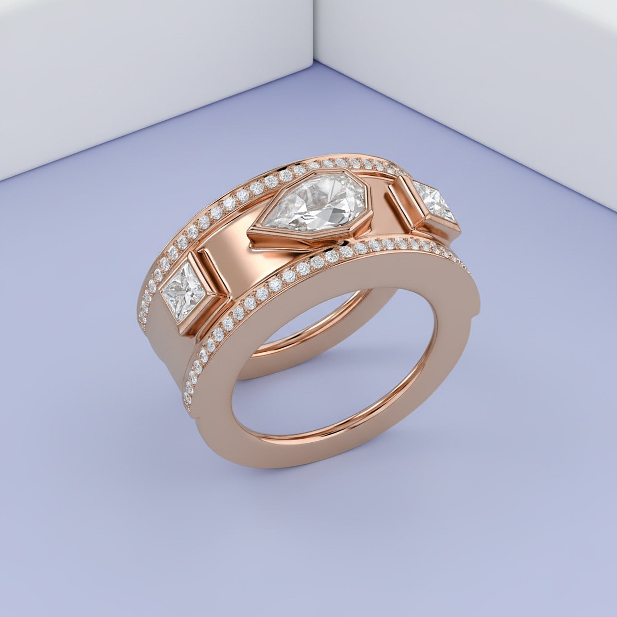 1.65 Carat Pear Shape Lab Grown Diamond Oura Ring Jacket