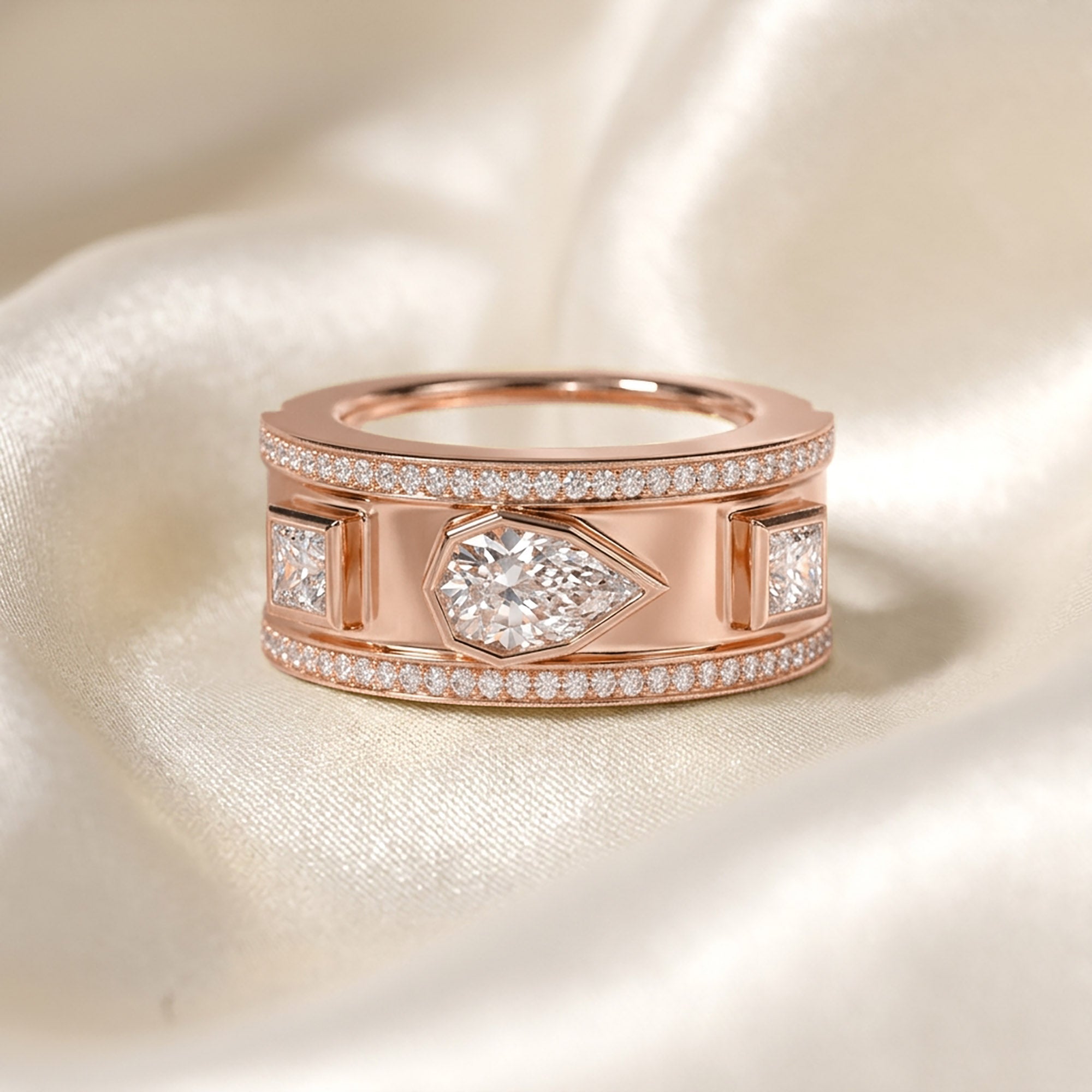 1.65 Carat Pear Shape Lab Grown Diamond Oura Ring Jacket