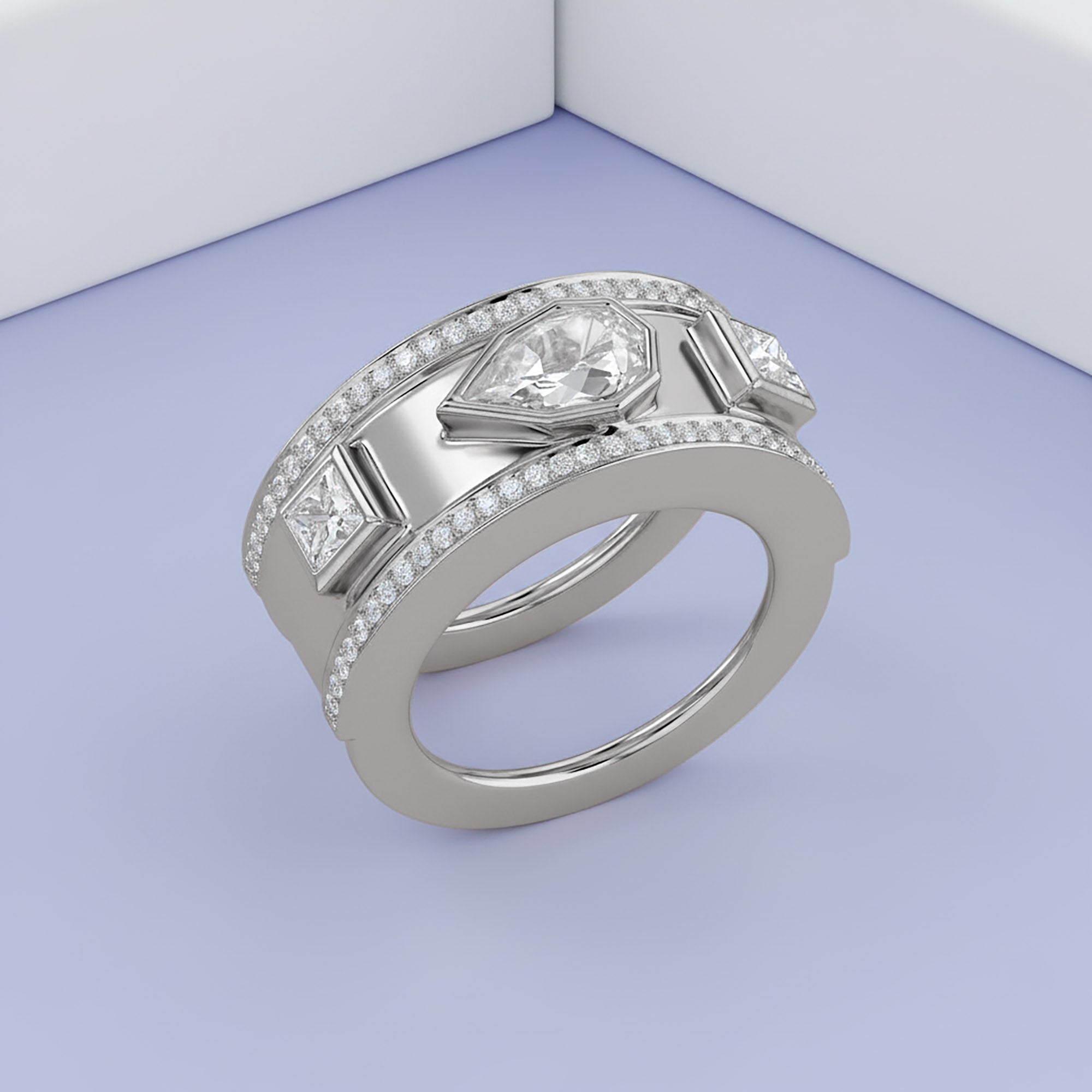 1.65 Carat Pear Shape Lab Grown Diamond Oura Ring Jacket