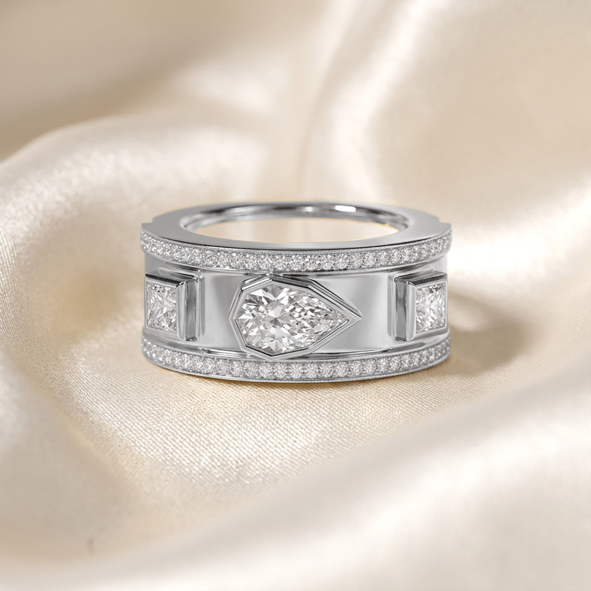 1.65 Carat Pear Shape Lab Grown Diamond Oura Ring Jacket