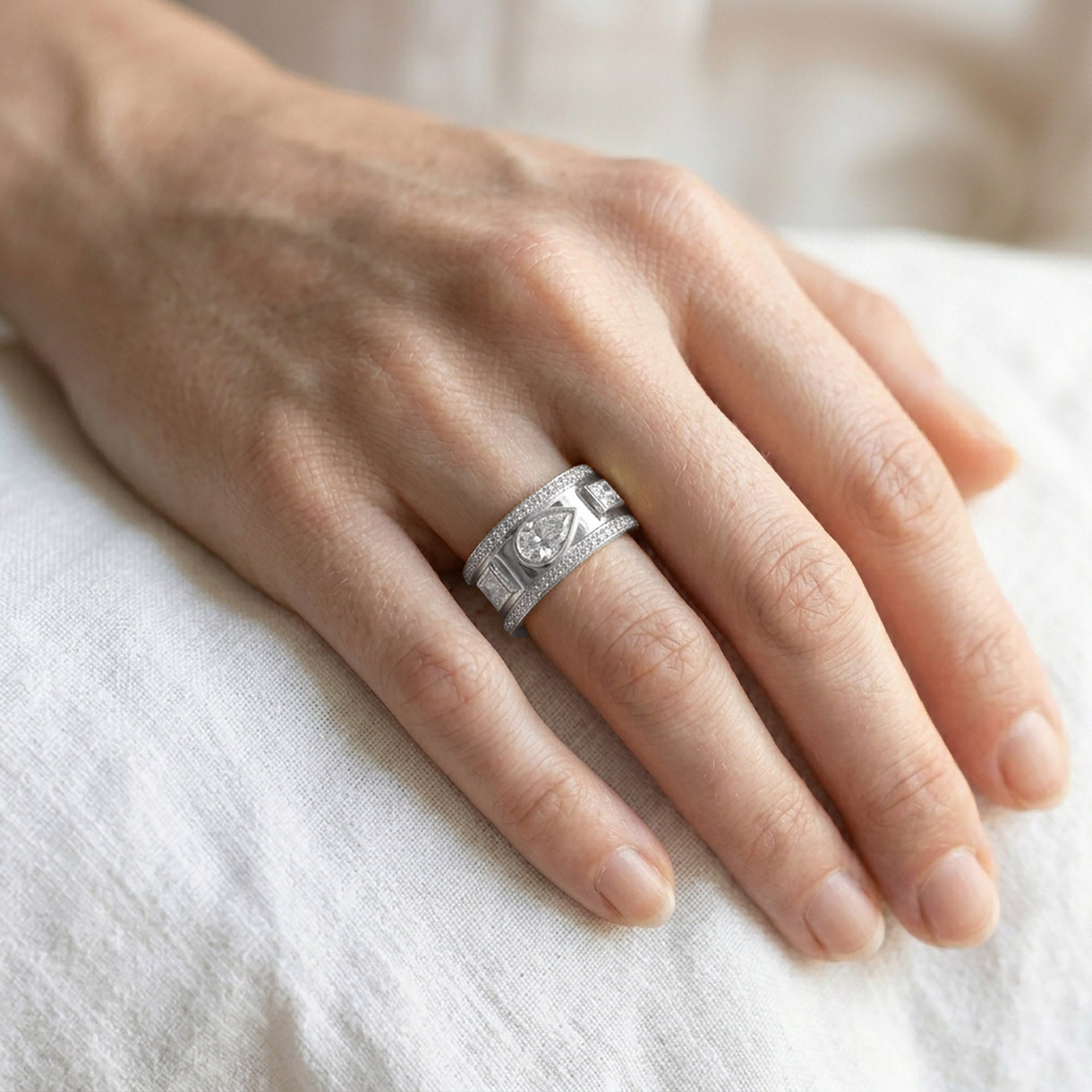 1.65 Carat Pear Shape Lab Grown Diamond Oura Ring Jacket