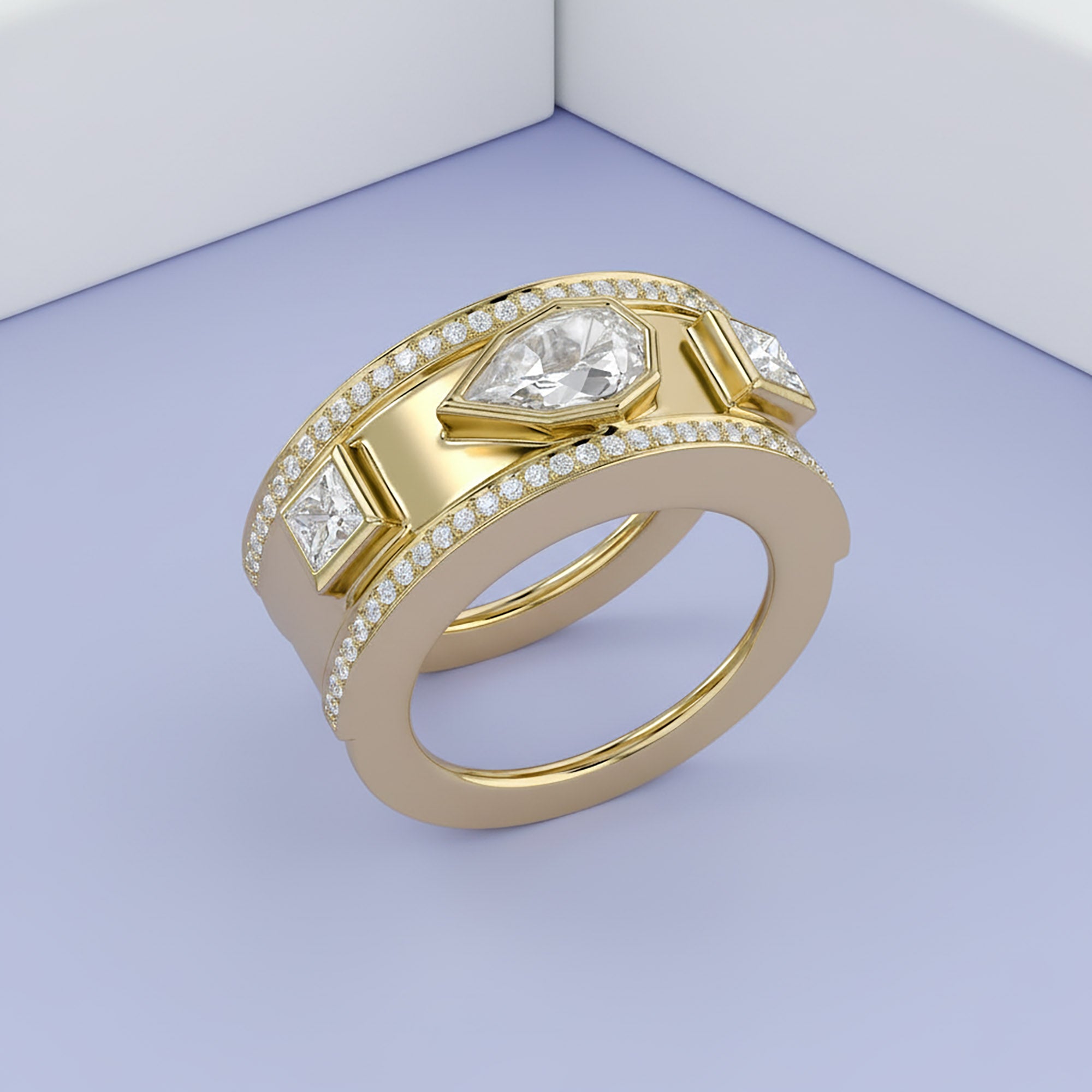 1.65 Carat Pear Shape Lab Grown Diamond Oura Ring Jacket