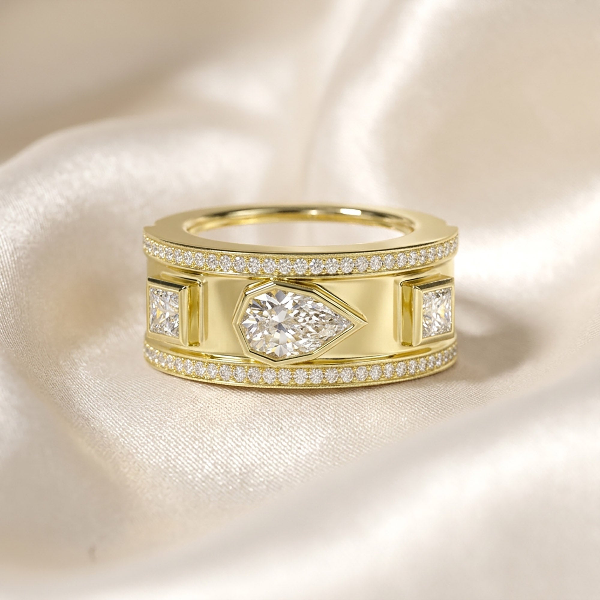 1.65 Carat Pear Shape Lab Grown Diamond Oura Ring Jacket