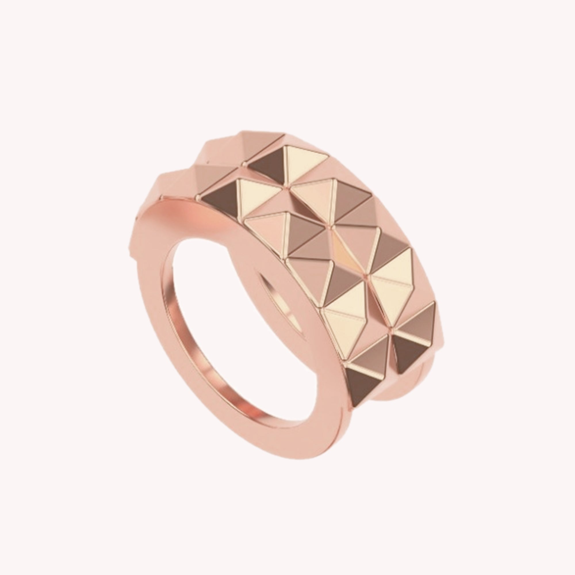 2-Row Wedding Band Pyramid Ring For Women Width 10.30MM