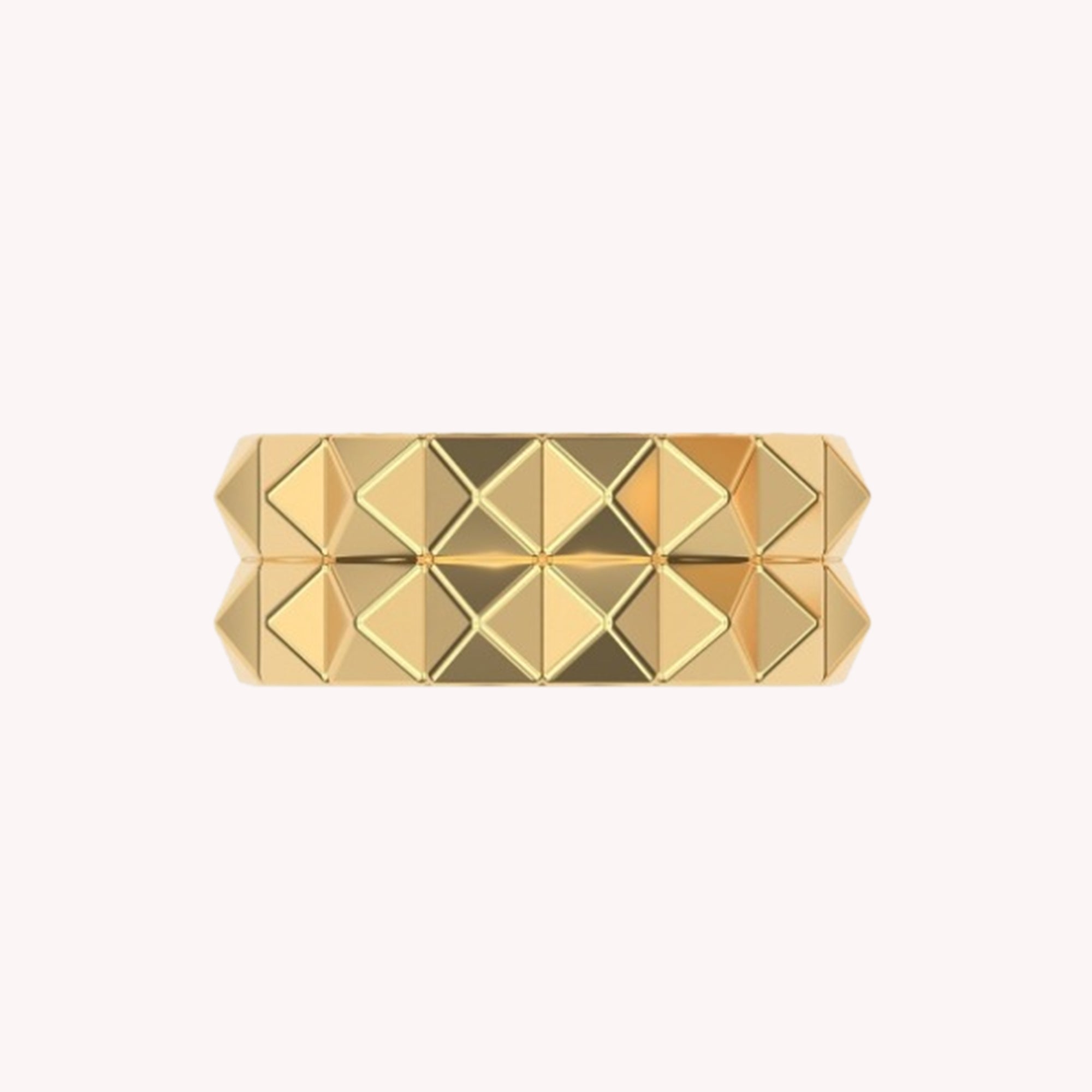 2-Row Wedding Band Pyramid Ring For Women Width 10.30MM