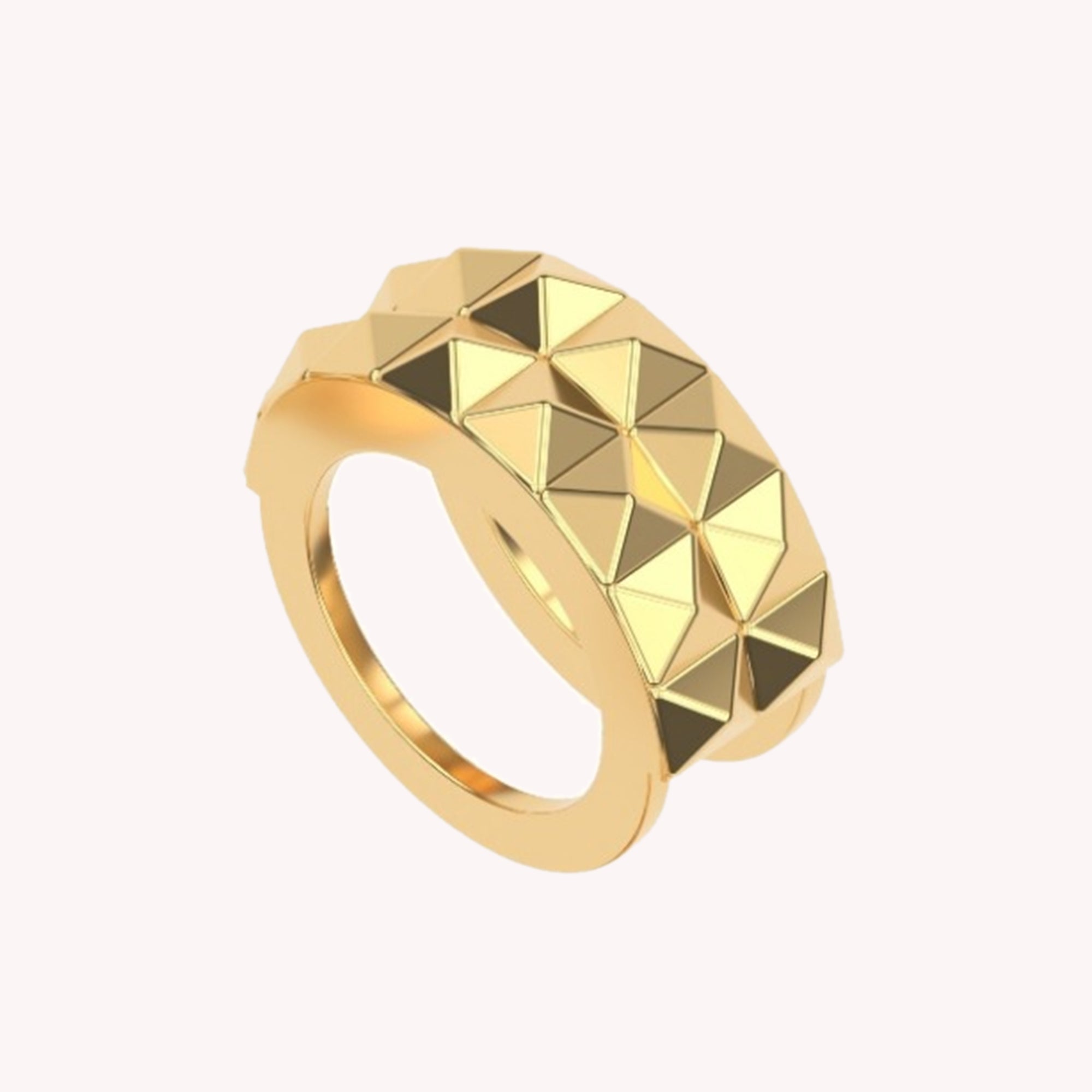 2-Row Wedding Band Pyramid Ring For Women Width 10.30MM