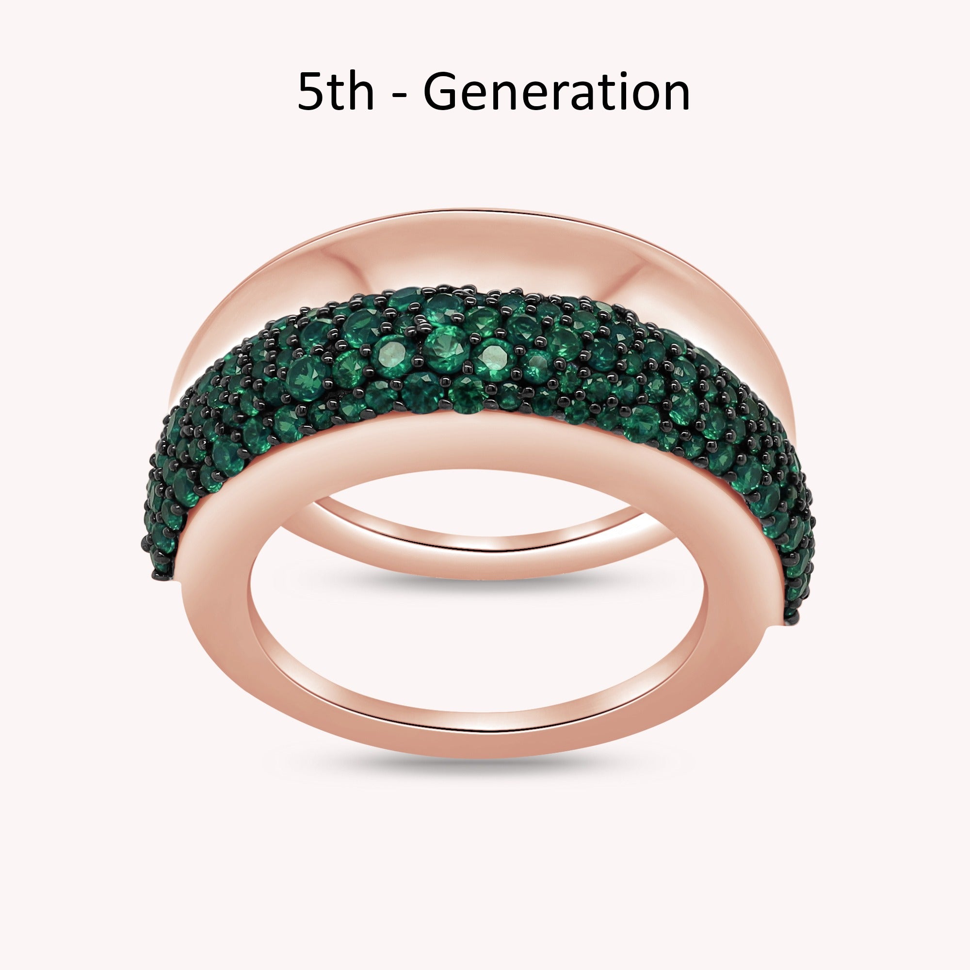 Simulated Green Emerald Luxury Oura Jacket Ring 5th - Generation