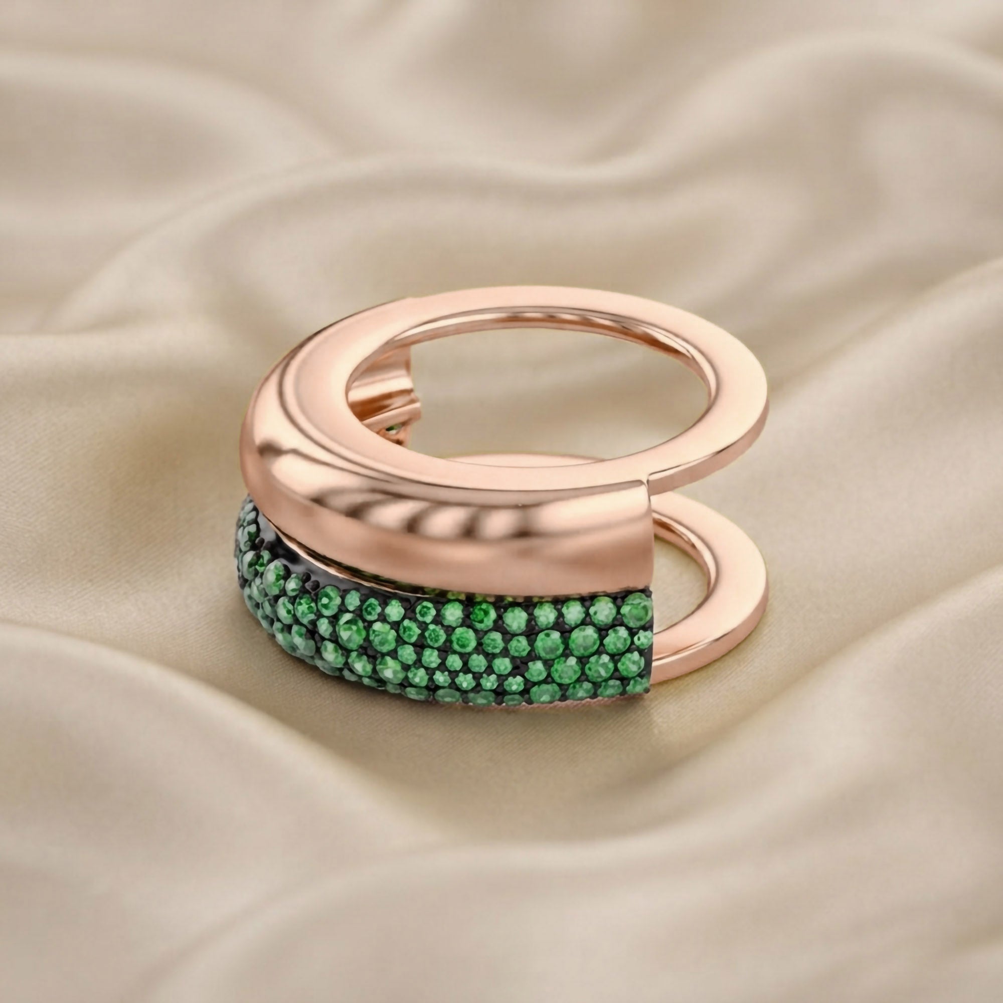 Simulated Green Emerald Luxury Oura Jacket Ring