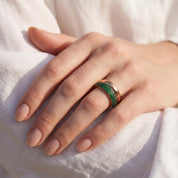 Simulated Green Emerald Luxury Oura Jacket Ring