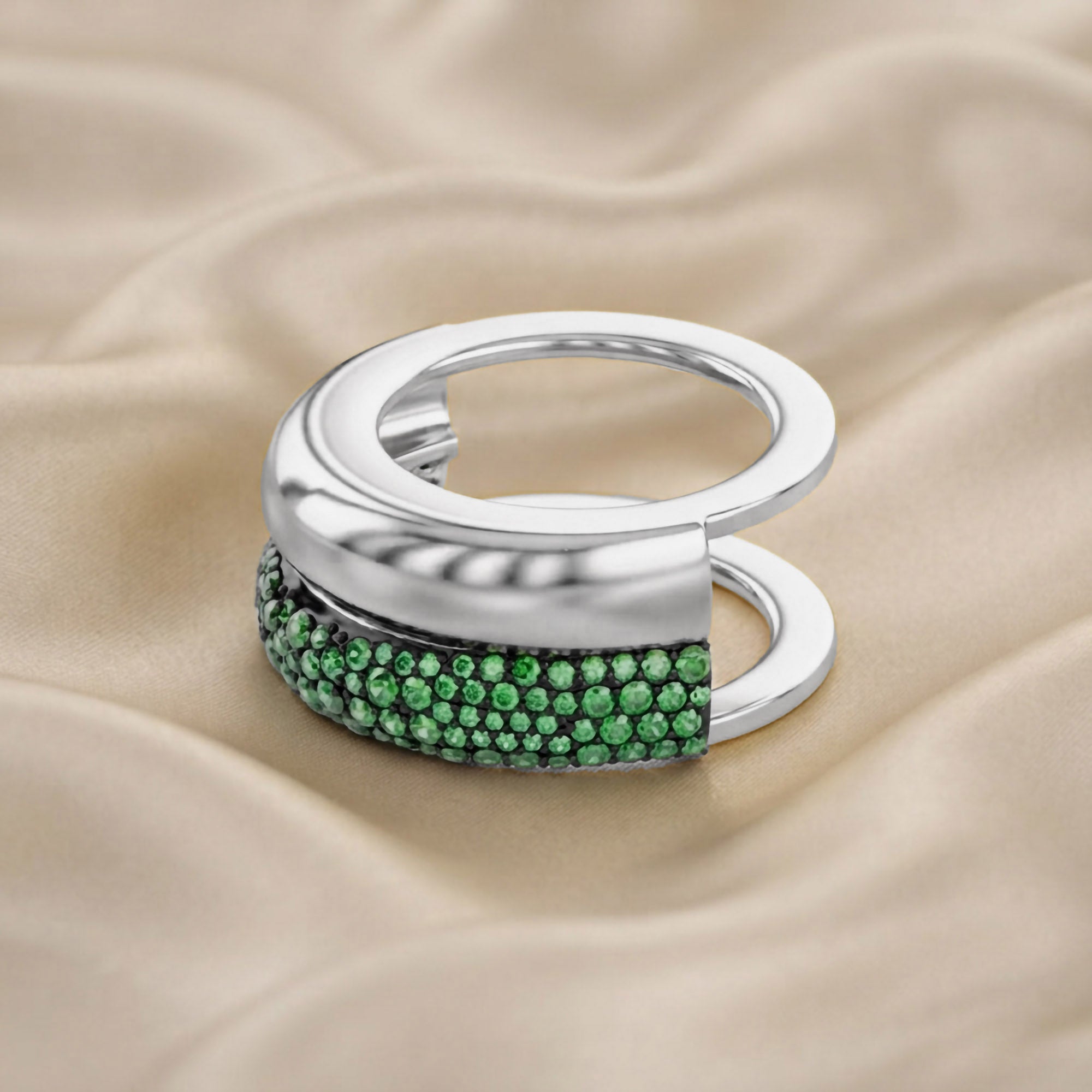 Simulated Green Emerald Luxury Oura Jacket Ring