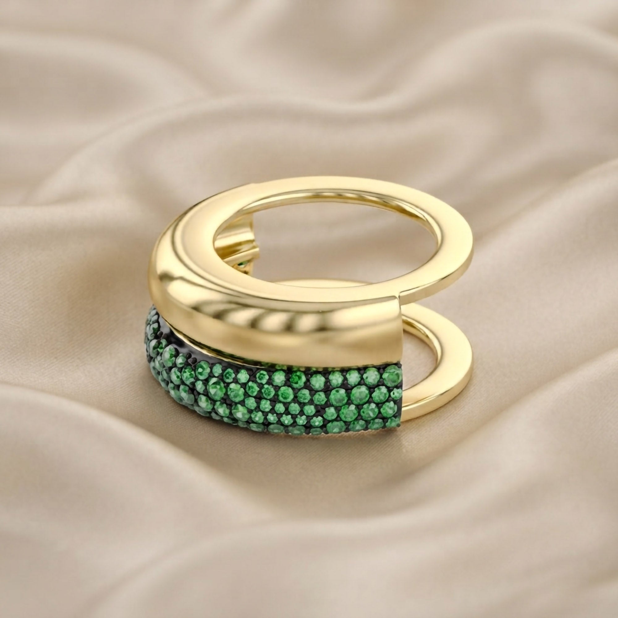 Simulated Green Emerald Luxury Oura Jacket Ring