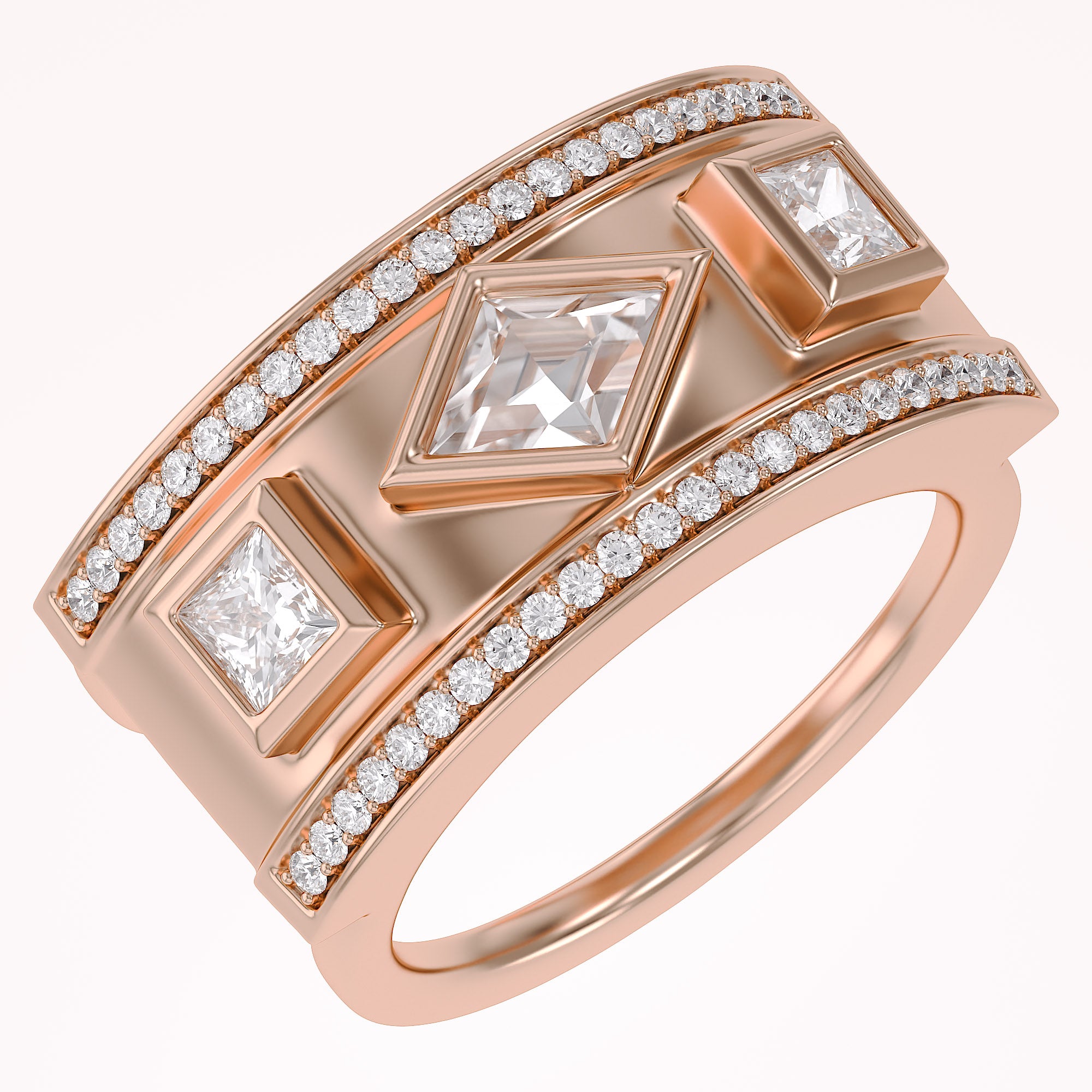 1.30 CT Mixed Cut Lab Grown Diamond Oura Ring Jacket