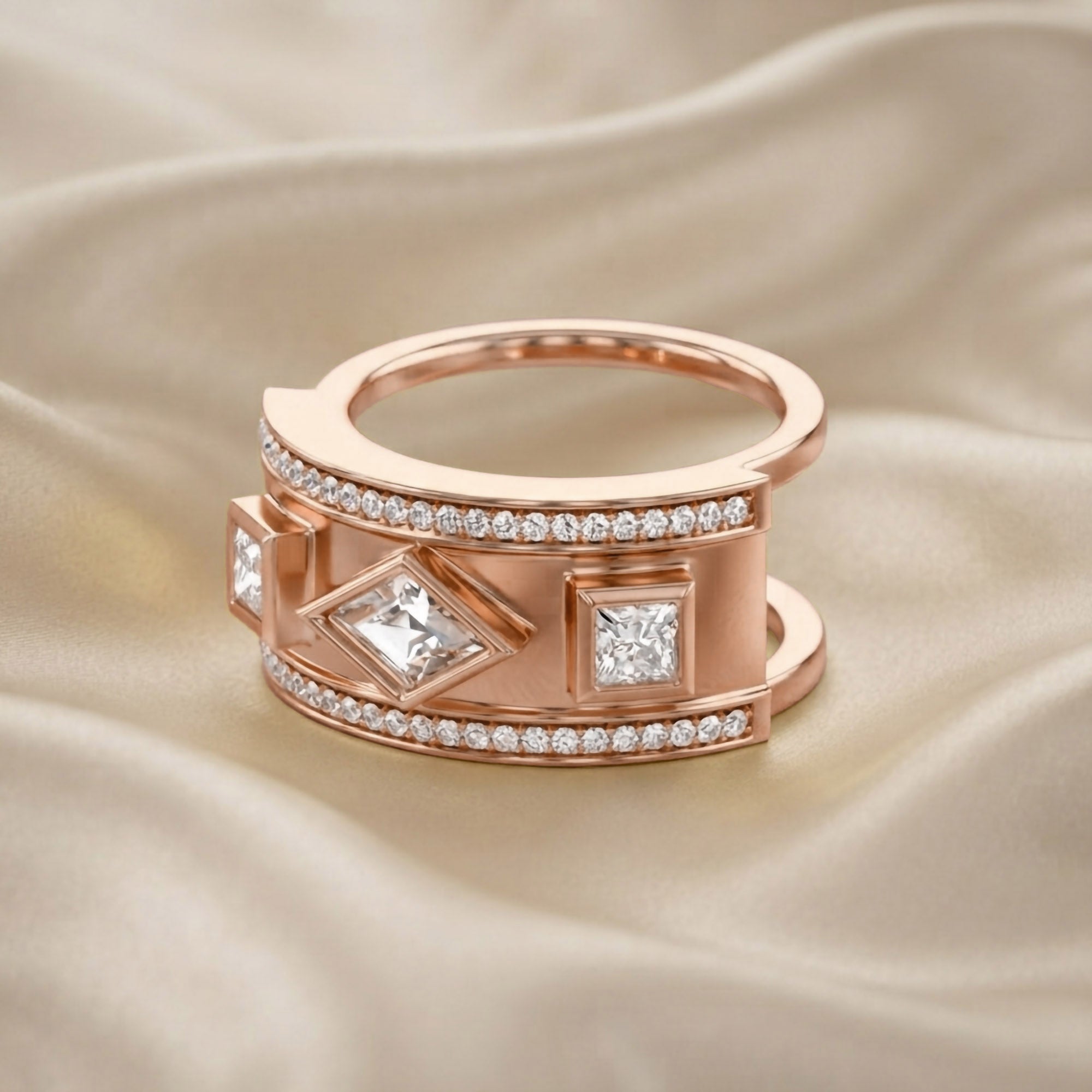 1.30 CT Mixed Cut Lab Grown Diamond Oura Ring Jacket