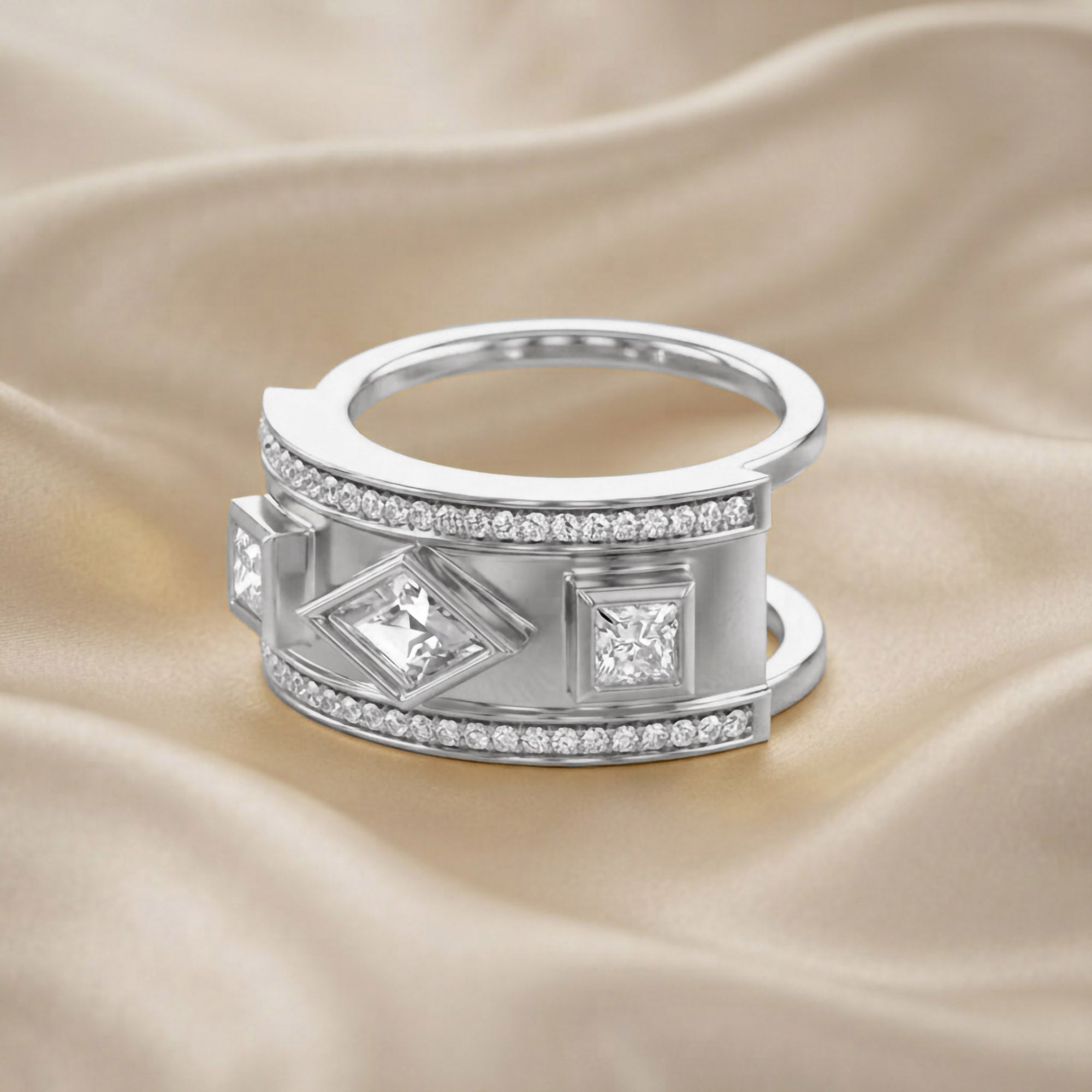 1.30 CT Mixed Cut Lab Grown Diamond Oura Ring Jacket