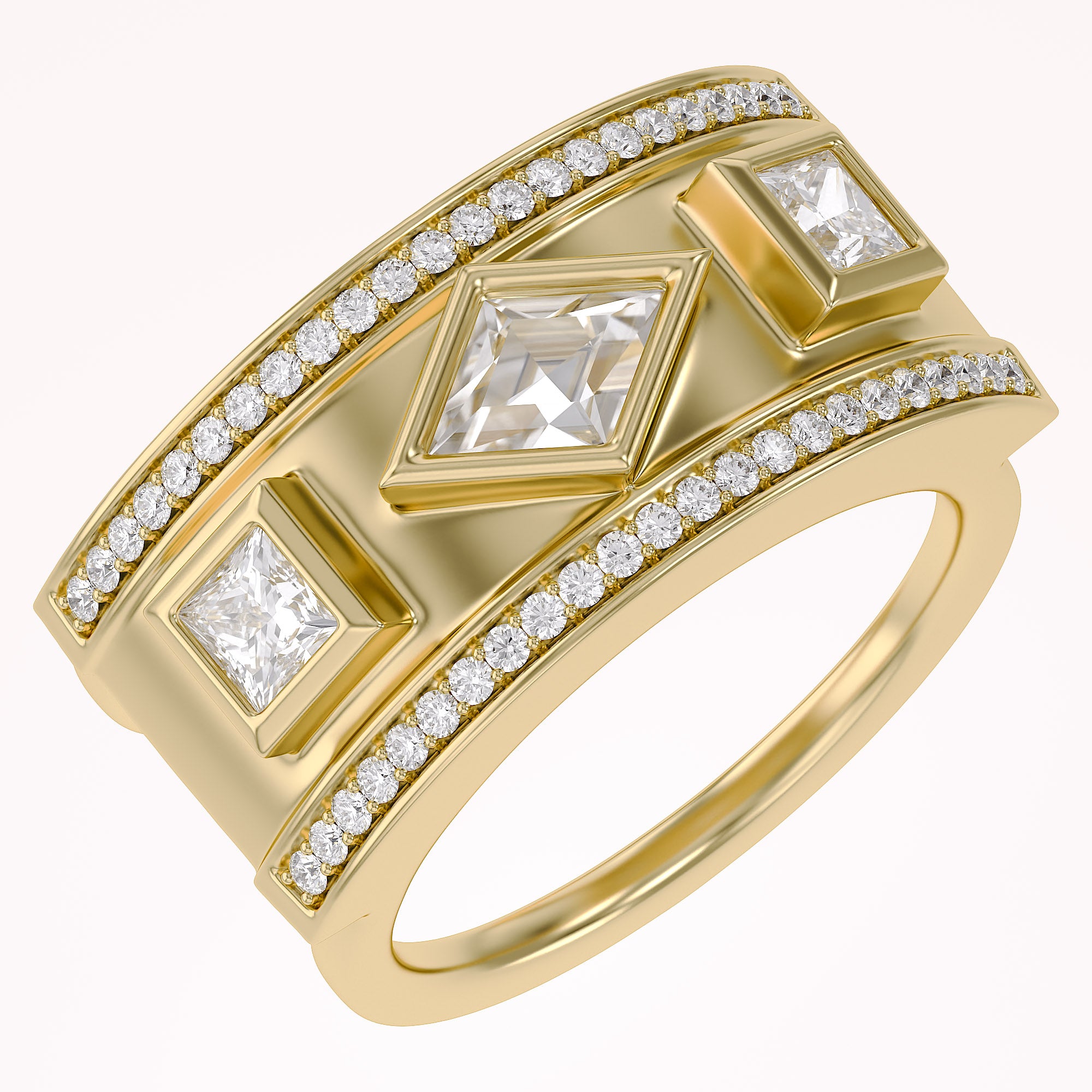 1.30 CT Mixed Cut Lab Grown Diamond Oura Ring Jacket