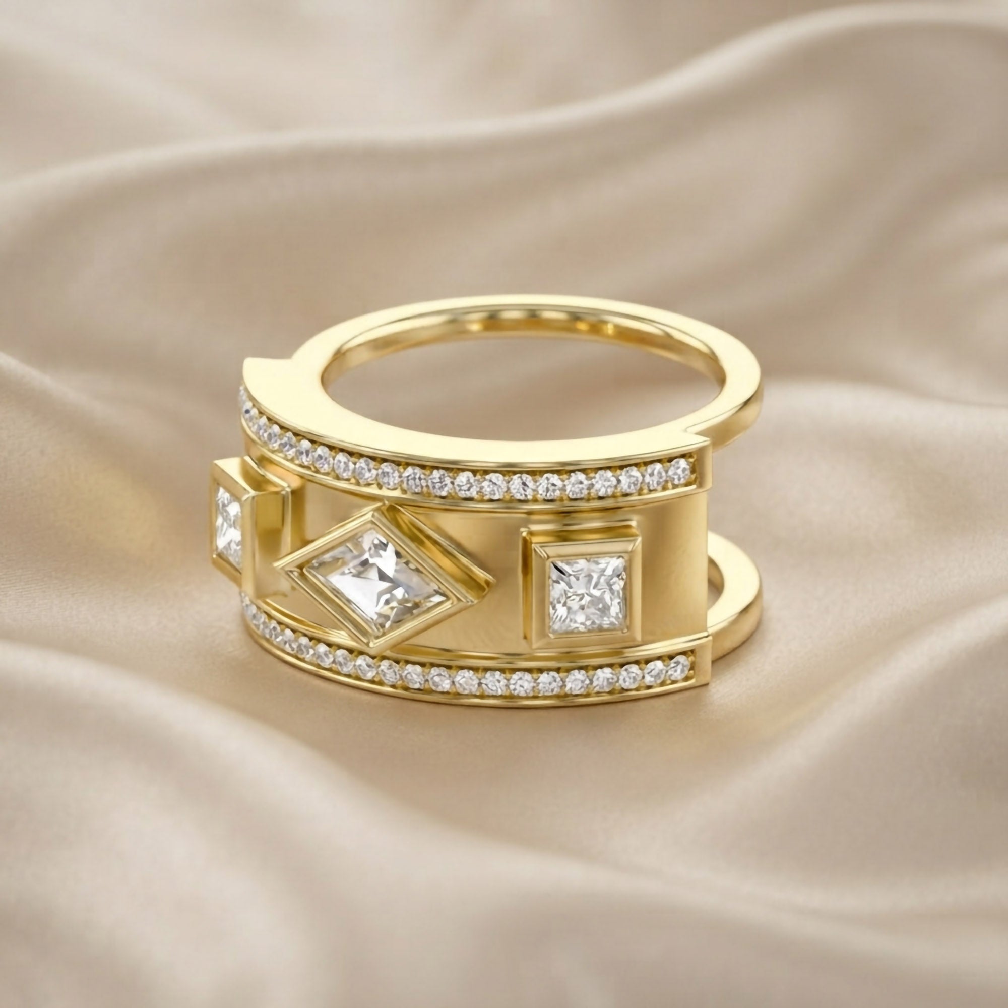 1.30 CT Mixed Cut Lab Grown Diamond Oura Ring Jacket