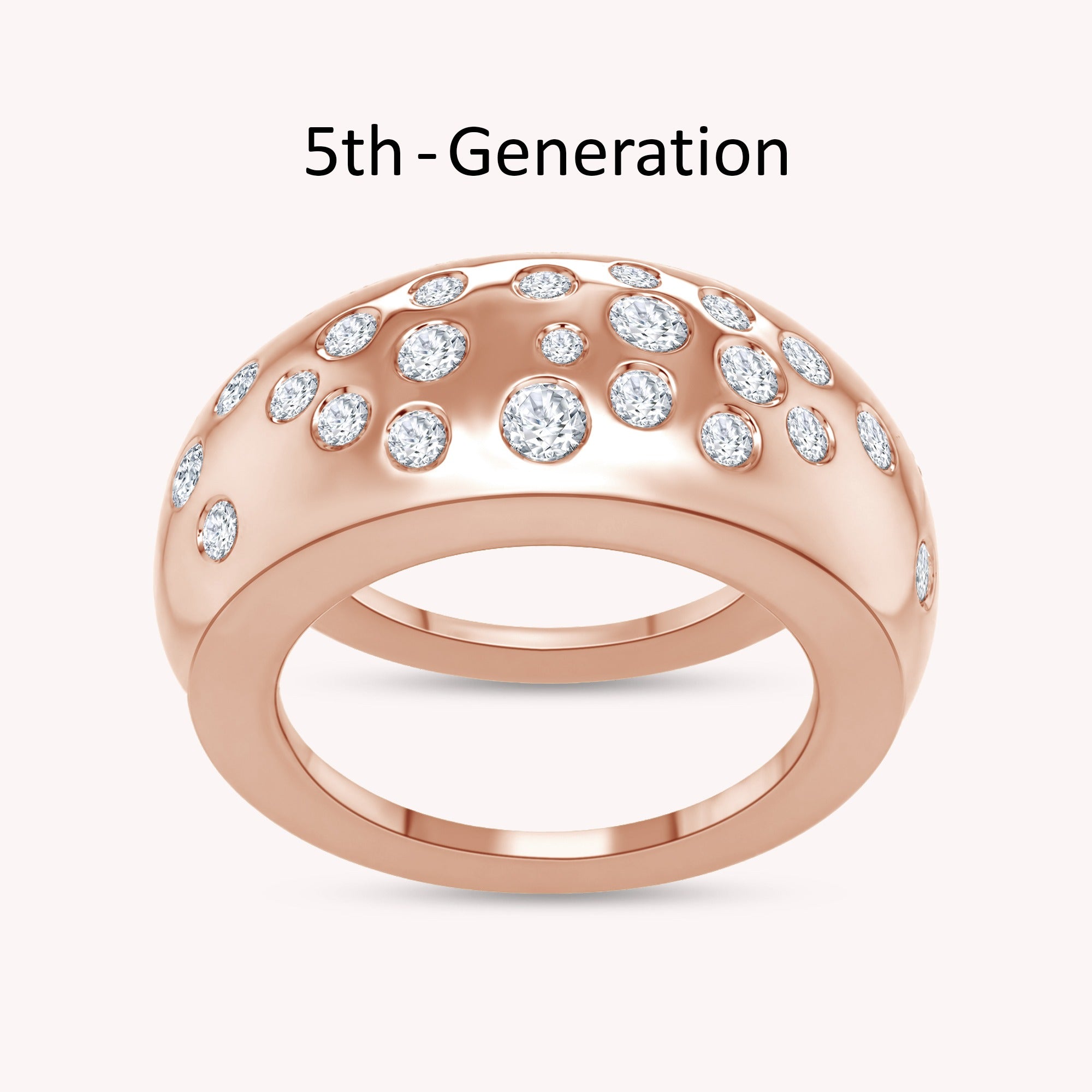 Lab Created Moissanite Dome Oura Jacket Ring 5th - Generation