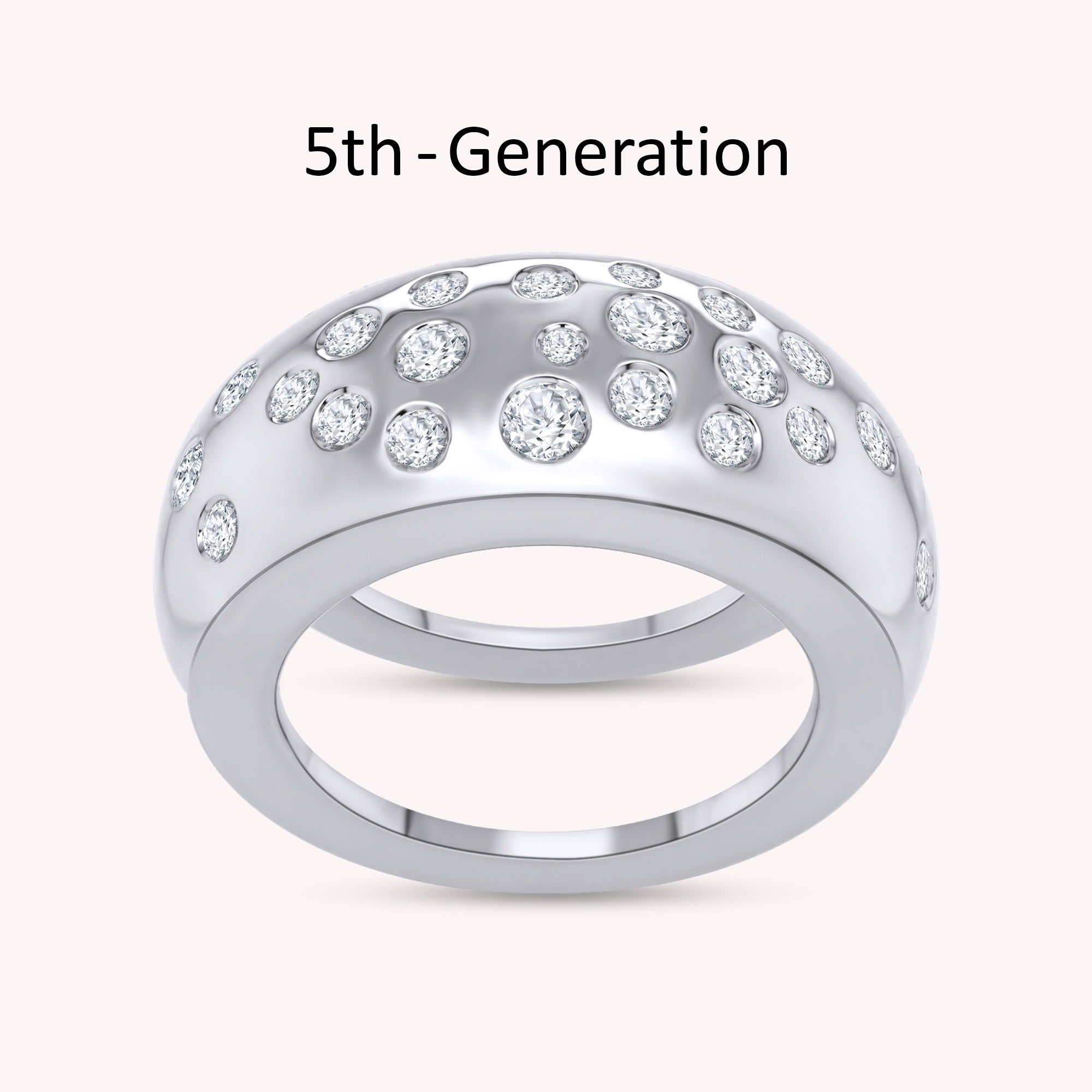 Lab Created Moissanite Dome Oura Jacket Ring 5th - Generation