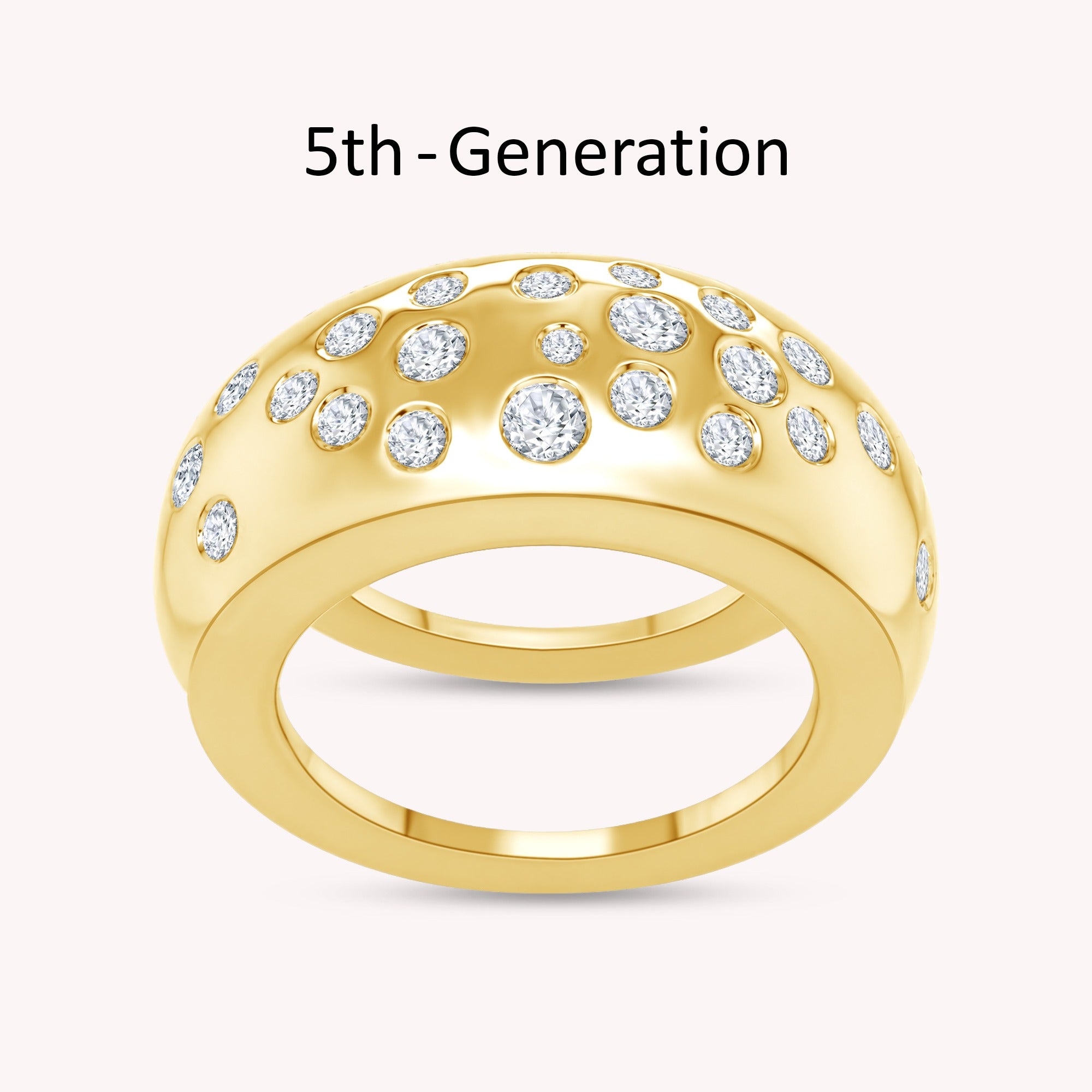 Lab Created Moissanite Dome Oura Jacket Ring 5th - Generation